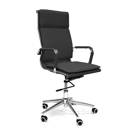 RT-06Q Кресло экокожа, крестовина хром knee-tilt обивка черный 40