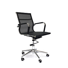 RT-02Q Кресло сетка, крестовина хром, knee-tilt обивка черный