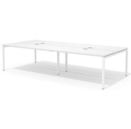 RM-2.1 (x4) + F-54 Двойная группа сдвоенного стола прямого с люком на металлокаркасе Rio Project белый