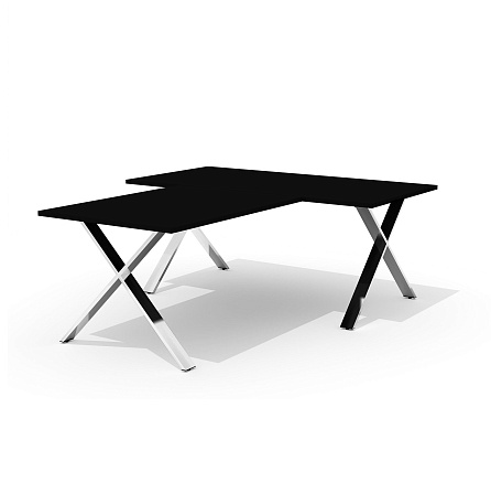 KVS-180k+KVS-8K Cтол руководителя с брифингом на м/к 180x210x75 Квинс Слим / Kvins Slim черный/полир