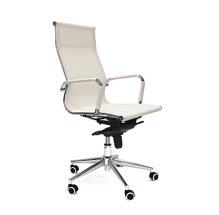 RT-01Q Кресло сетка, крестовина хром мультиблок обивка белый