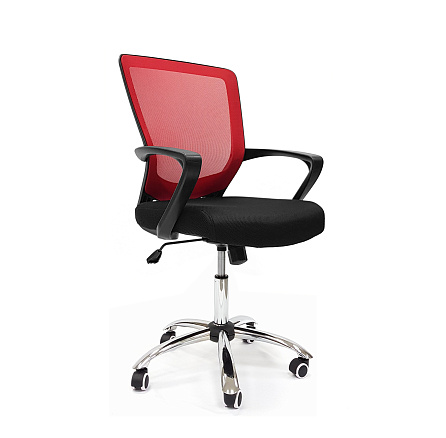 RT-008 Кресло сетка, крестовина хром, Топ Ган обивка красный