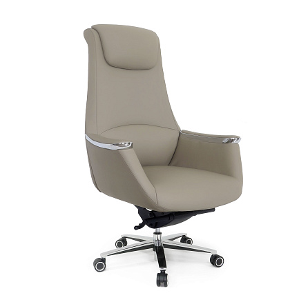 MB-638 Кресло кожа/экокожа, крестовина алюм., механизм мультиблок, обивка тёмно-бежевый К35/PU35