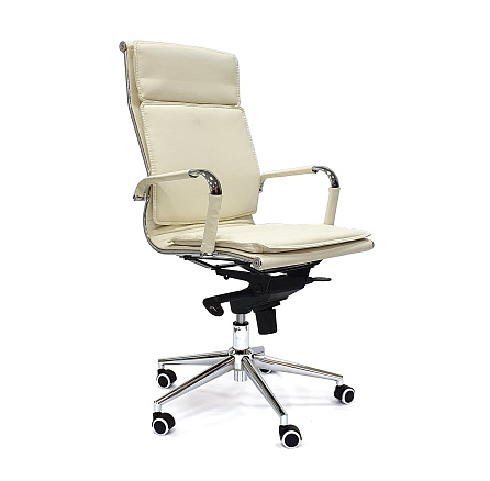 RT-06Q Кресло экокожа, крестовина хром мультиблок обивка светло-бежевый 70-5