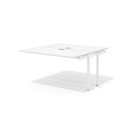 RM-3.1 (x2) + F-61 Промежуточный сдвоенный стол прямой с люком на металлокаркасе Rio Project белый