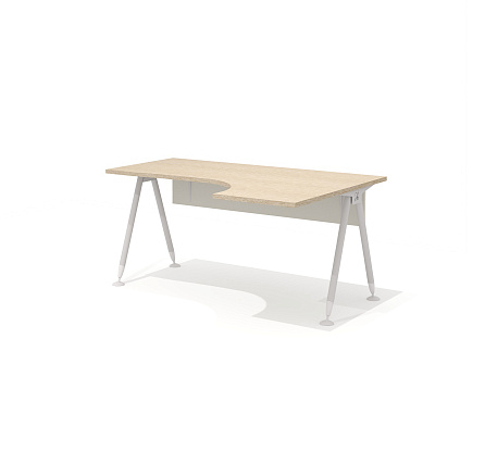 GM-106R + G-87 Эргономичный стол на металлокаркасе правый Gamma дуб выбеленный N/беж