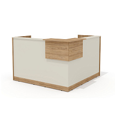 Стойка администратора угловая с декоративной панелью 172,3х172,3х109,8 беж/вяз швейцарский