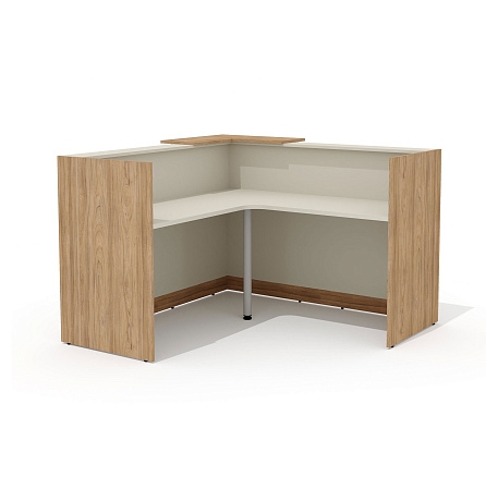 Стойка администратора угловая с декоративной панелью 172,3х172,3х109,8 беж/вяз швейцарский