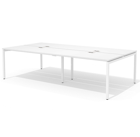 RM-3.1 (x4) + F-53 Двойная группа сдвоенного стола прямого с люком на металлокаркасе Rio Project белый