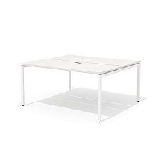 RM-2.1 (x2) + F-46M Сдвоенный стол прямой с люком на металлокаркасе Rio Project белый