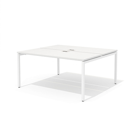 RM-2.1 (x2) + F-46 Сдвоенный стол прямой с люком на металлокаркасе Rio Project белый