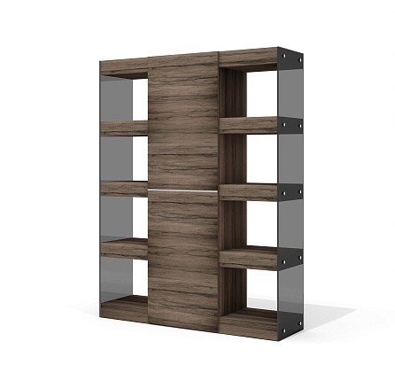 GS-8M Шкаф 144х42х185 Глазго / Glass.Go лимба тёмная/стекло тонированное