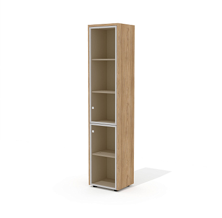 Шкаф для документов узкий со стеклом (комплектация 12) 43,6х37х200,8 Рио Директ / Rio Direct вяз шве