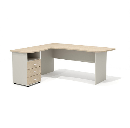 G-118L + G-118.1L + G-27 Составной эргономичный стол левый Gamma дуб выбеленный N/беж