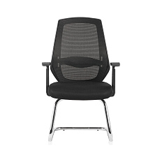MS-6067v Кресло сетка, полозья хром обивка черный