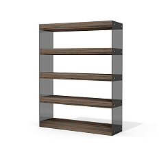 GS-6 Стеллаж 144х40х185 Глазго / Glass.Go лимба тёмная/стекло тонированное