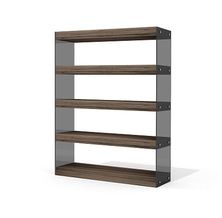 GS-6M Стеллаж 144х40х185 Глазго / Glass.Go лимба тёмная/стекло тонированное