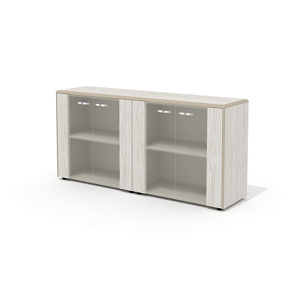Nt-41*2+NT-54+NT-61 Шкаф для документов низкий 179,4х48,4х86,8 Ньютон дуб серебристый шпон (Италия)/