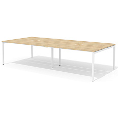 RM-2.1 (x4) + F-54 Двойная группа сдвоенного стола прямого с люком на металлическом каркасе Рио Проджект швейцарский вяз / белый