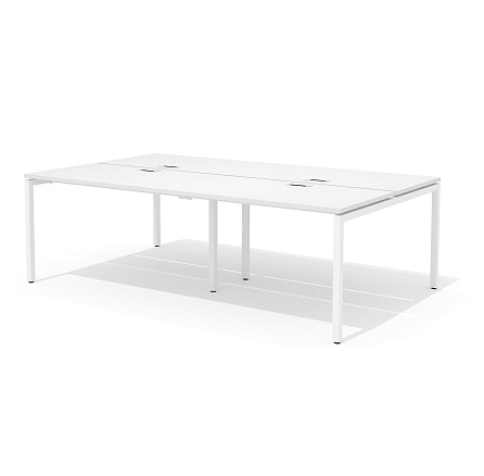 RM-4.1 (x4) + F-52 Двойная группа сдвоенного стола прямого с люком на металлокаркасе Rio Project белый