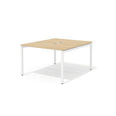 RM-4.1 (x2) + F-44M Сдвоенный стол прямой с люком на металлокаркасе Rio Project швейцарский вяз / белый