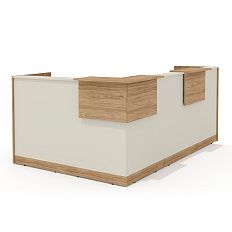 Стойка администратора угловая с декоративными панелями 252,3х172,3х109,8 беж/вяз швейцарский