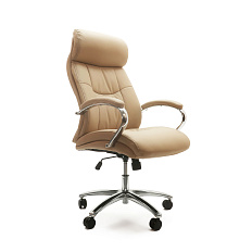 RT-614 Кресло экокожа, крестовина хром Топ Ган обивка бежевый 70