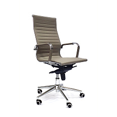 RT-03Q Кресло экокожа, крестовина хром мультиблок обивка светло-серый 47