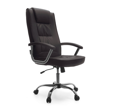 GY-330 Кресло экокожа+кожзам, крестовина хром, механизм Топ Ган обивка коричневый