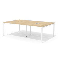 RM-4.1 (x4) + F-52 Двойная группа сдвоенного стола прямого с люком на металлическом каркасе Рио Проджект швейцарский вяз / белый